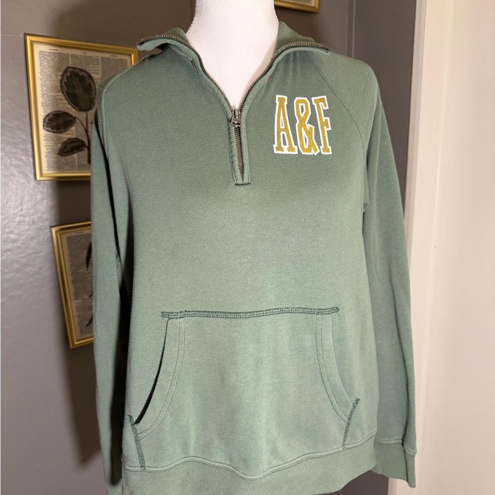 Abercrombie & Fitch Green Half-Zip Hoodie